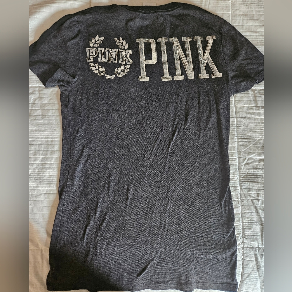 PINK Victoria's Secret Tee with Sequin Logo Tag - Picture 2 of 5